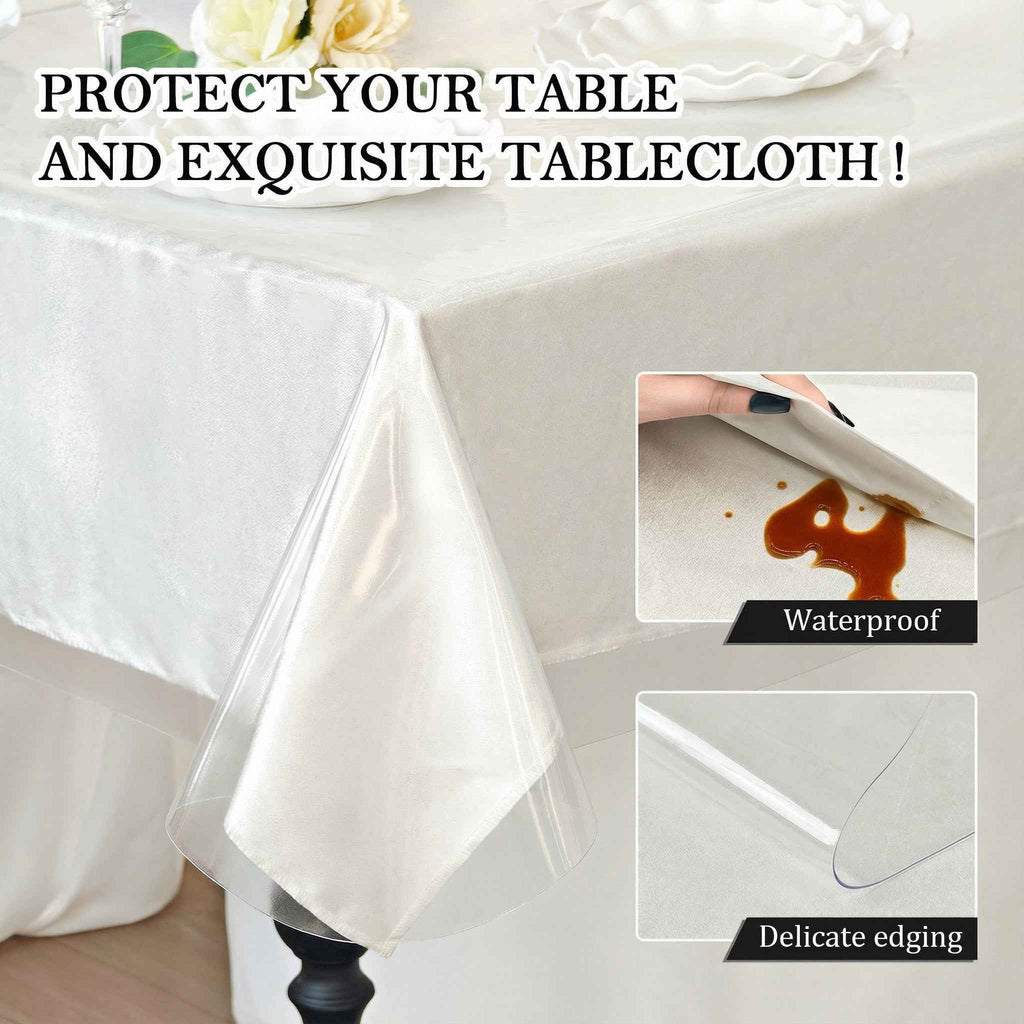 Clear Plastic Tablecloth Protector – 100% Waterproof Vinyl Table Cover
